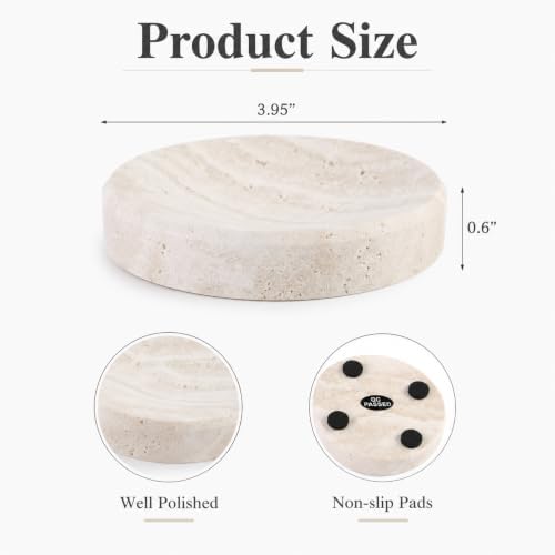 Koville Marble Jewelry Dish, Small Round Trinket Dish for Ring Necklace Earring, 4" Decorative Dish, Natural Stone Soap Dish for Bathroom Kitchen - Image 2