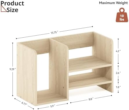 Wood 2 Toer Desk Organizer, Standing File Organizer with Three Storage Apartments, Desktop Storage Organizer for Desk, Office, Classroom, Brown - Image 3