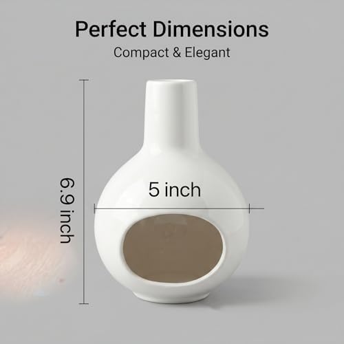 White Ceramic Incense Holder, Handmade Incense Burner for Sticks Cones Backflow, Palo Santo Holder Sage Burner with Ash Catcher, Meditation Accessories Aromatherapy Gift Set - Image 4