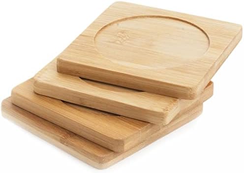 HOIGON 60 Pack 3.7 Inch Bamboo Coasters, Natural Wooden Coasters, Square Bamboo Tray Saucer Set for Drinks, Crafts, Succulents - Image 5