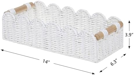 CubesLand Scalloped Toilet Paper Storage Basket W/Handle for Home Decor - Image 6
