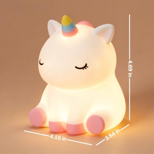 Rytinazzz Unicorn Night Light for Kids, Rechargeable Silicone Unicorn Lamp with Tap Control, 30-Min Auto-Off Timer, Soft Dimmable Nursery Bedside Light, Gifts for Girls - Image 7
