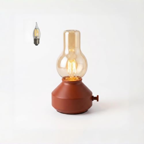 Vintage Rechargeable Cordless Small Table Lamp, Rotary Dimmable Control by Wciot