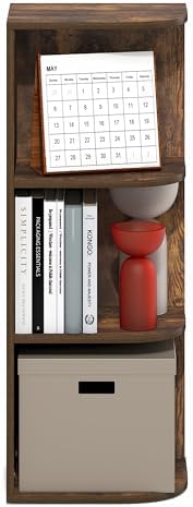 Furinno PASIR Book Shelf, 3-Tier Corner Bookshelf with Open Shelf, Standing Bookcase, 9.3 x 12 x 31.5, for Organization and Storage, for Living Room, Bedroom, Home Office, Amber Pine - Image 5