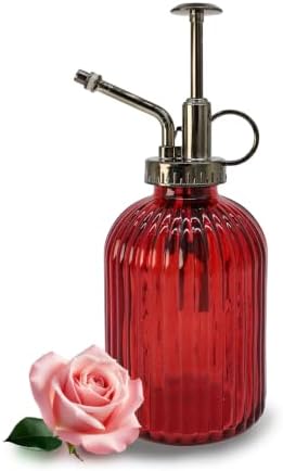 Glass Plant Mister Spray Bottle, 350ML Vintage Plant Spritzer with Top Pump Watering Can for Indoor Outdoor House Plants,Flowers (Red) by VKSG