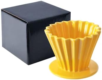 Needzo Pour Over Coffee Dripper Yellow Ceramic Slow Brewing Accessories for Home, Cafe, Restaurants, Reusable Barista Brew Cup, 4.5 x 3.5 - Image 3