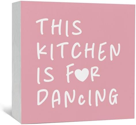 Pink Kitchen Accessories - This Kitchen Is For Dancing Sign Pink, Cute Preppy Wood Sign Home Decor For Girly Dining Room Restaurant by Nitelat