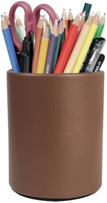 PU Leather Pen Holder Desk 3.94-inch Tall Pencil Cup Organizer by Balitioyi