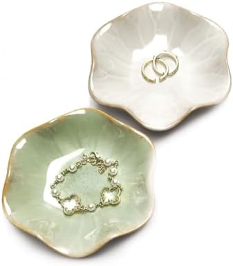Ceramic Leaf Jewelry Tray, Tiny Key Bowl, Small Ring Dishes Holder, Jewelry Plate, Trinket, Nightstand Decor for Entryway Table Home Decor Gift for Mom, Women, Girls by Unknown