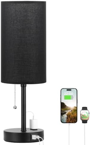 17in Bedside Table Lamp for Bedroom, Desk Lamp with USB Ports for Dorm - Image 7