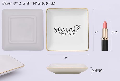 Retirement,Appreciation,Christmas Gifts Ideas for Social Worker,Boss,Coworker,Teacher Office-Social Worker Definition Present,Social Work Month Present,Ceramic Jewelry Tray Trinket Holder Ring Dish - Image 5
