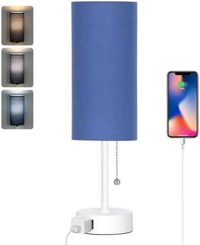 Dott Arts Table Lamp for Bedroom, 3-Color Bedside Lamps with Pull Chain by DottArts