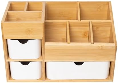 Bamboo Makeup Organizer, 11.5x5.4in by Ninebendstreams