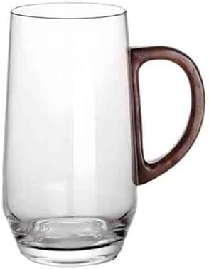 GlassCup Glass Mug with Wooden Handle, Clear Borosilicate Cup for Tea, Latte, Espresso Coffee and Juice, 17.6oz/500ml by Unknown