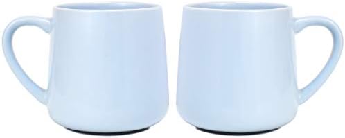 Bosmarlin Glossy Ceramic Coffee Mugs of 2, Tea Cup for Office and Home, 18 oz, Suitable for Dishwasher and Microwave(Blue, 2) by Bosmarlin