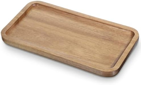 Small Wooden Tray, 7.52 X 4.1 Inch Rectangular Acacia Wood Serving Tray for Coffee Tables, Dessert, Snack, Fruit, Bathroom Trays Charcuterie Board for Home Decor by Unknown