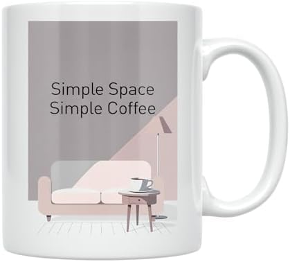 Coffee Lover Coffee Mug - Retro Minimalist Abstract Art Design - 11 oz White Ceramic - Calming Aesthetic - Image 2