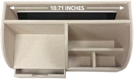 UnionBasic Desk Organizer - Multifunctional Leather Desktop Pen Holder Storage Box - Business Card/Pen/Pencil/Mobile Phone/Stationery Holder, Beige - Image 3