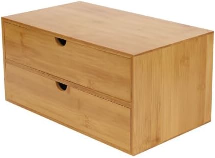 Desk Organizer Bamboo Tabletop Storage Organization Box For Office Home Supplies Small Desktop Simple Design Fit Vanity Mini Raw Wood Color Drawer Designsmall Craft Cosmetic Letter Mail Sorter (2) - Image 4