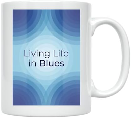 Coffee Enthusiast Mug - Living Life in Blues Design - 11 oz White Ceramic - Minimalist Aesthetic - Image 2