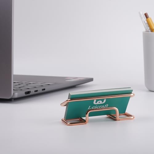 Business Card Holder for Desk, Cute Metal Card Organizers and Office Desk Accessories for Men and Women (Rose gold) - Image 4