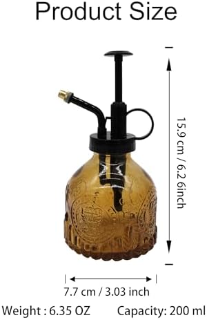 Glass Plant Mister Spray Bottle, 200ML Vintage Plant Spritzer, Succulent Watering Bottle Glass with Top Pump, Small Plants Sprayer Watering Can for Indoor Outdoor House(All Brown) - Image 3