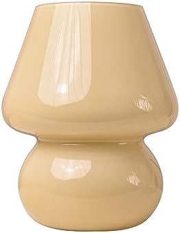 BSOD Mushroom Lamp,Vintage Glass Mushroom Bedside Table Lamps Yellow Murano Style Small Nightstand Desklamp Swirl Light for Home Decor, Dining, Living, Bedroom, Gift (Bright Yellow) by BosendaOpto
