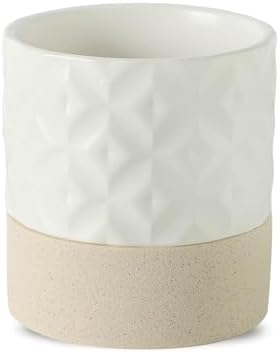 Nihow Self Watering Ceramic Plant Pot, 4.5 Inch, Matte White & Brown Star by Nihow