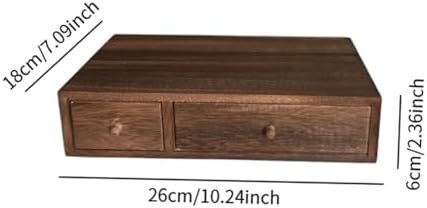 Wood Desktop Organizer Office Supplies Organizer with Drawer Versatile Cosmetic Organizer for Sticky Notes Stamps Paper Clips, 2 Drawer - Image 2