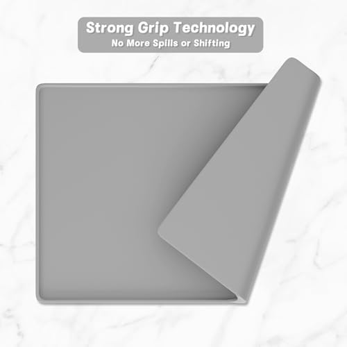 Rnivvi Silicone Coffee Mat, 16" x 24" Waterproof Raised Edge Coffee Bar Mats for Espresso Machine Station Accessories, Heat Resistant Dish Drying Pad for Kitchen Counter, Rubber Bar Decor Pad, Gray - Image 5