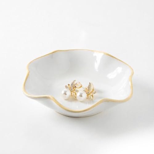 Jewelry Tray,Ring Dish,Ceramic Trinket Tray,Key Bowl,Decorative Plate,Necklace Earrings Ring Holder for Mom Friends Sister Daughter (White) by FaceWood