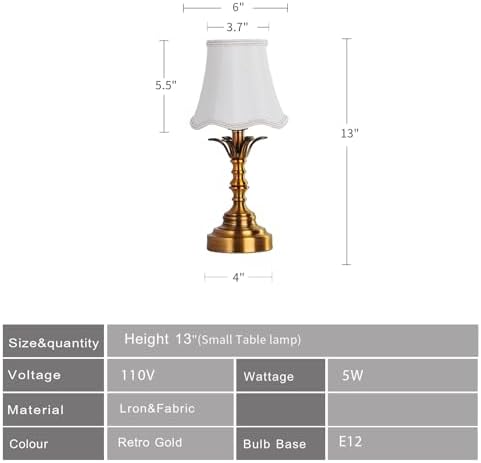Small Spaces Bedroom Nightstand Dimmable Vintage Mini Table Lamps ，Entry Way Table Home Decor Tabletop LED Desk Light Set of 2- Whit Lampshade - Image 2