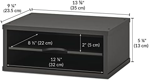 Ballucci File Organizer, 2-Tier Document Paper Sorter, Stackable Wood Desk Organizer Mail Holder, Monitor Stand with Storage Shelves, Black - Image 6