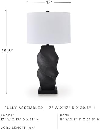 Signature Design by Ashley Table Lamp, Tall Modern Black for Living Room - Image 7