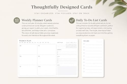 Minimalist Weekly Planner Desk Set – Solid Black Walnut Stand with Pen Tray, Double-Sided Planner & To-Do Cards (Walnut Stand and Planner Cards) - Image 3