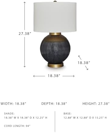Signature Design by Ashley Table Lamp, Retro Blue with Gold Base - Image 6