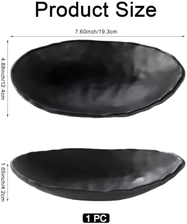Black Dish Tray Trinket Ring Holder Bowl Key Bowl 7.60 Inch Oval - Image 2