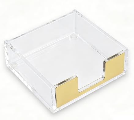 MultiBey Gold Sticky Note Holder Clear Acrylic Memo Pad Dispenser by MultiBey