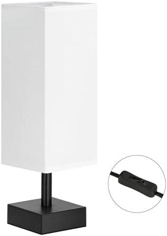 aooshine Small Bedside Table Lamp for Bedroom - Square White Fabric Shade - Image 2