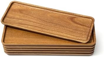 Small Wooden Narrow Mini Tray (11.3 x 4.1 inch) 6 Pack Rectangular by VSUINGO-StriveforPerfection