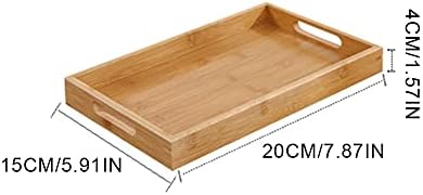 Ochine Bamboo Serving Tray with Handles Rectangular Wooden Breakfast Food Trays Natural Wood Tea Coffee Tray Decorative Counter Table Tray for Home Office Kitchen Bathroom and Weddings Parties 1 Pack - Image 2