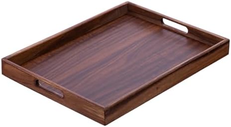 Wooden Serving Tray with Handles, Wood Decorative Trays for Coffee Table Tray, Rectangular Food Trays for Party Platters, Breakfast in Bed, Couch, Ottoman, Dinner, Appetizers, Decor(15.7x11.8x1.6) by JIMMYLUCKY