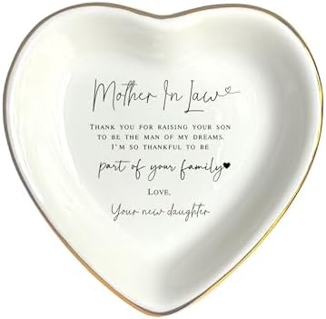 Mother in Law Ring Dish, Heart Jewelry Holder, Mother of the Groom Wedding Keepsake, Second Mom Appreciation Present, Future Mum Trinket Tray by HatafaFurni