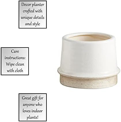 OFEFAN 47th & Main Modern Ceramic Planter Pot, Medium, White - Image 3