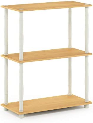 Furinno Turn-N-Tube 3-Tier Compact Multipurpose Shelf Display Rack with Classic Tube, Beech/White - Image 4