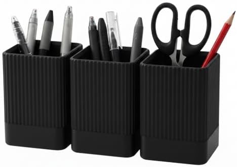 3 Pack Aesthetic Pen Holders for Desk,Sturdy Plastic Pencil Holder by Unknown