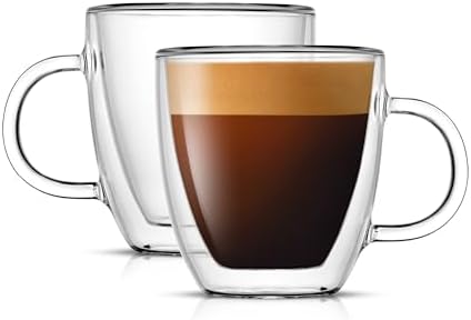 JoyJolt Savor Double Wall Insulated Glasses Espresso Mugs (Set of 2) - 5.4-Ounces by JoyJolt