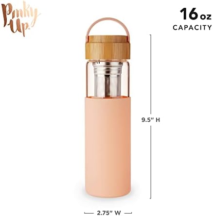 Pinky Up Dana Travel Infuser Mug with Silicone Sleeve, Double Walled Insulated Travel Tumbler with Loose Leaf Tea Strainer, Travel Coffee Mug, Perfect for Iced Coffee, 16 oz, Coral - Image 3