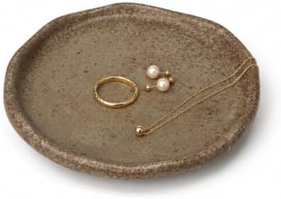 Jewelry Dish, Sand-Tone Ceramic Wabi Sabi Ring Tray by Unknown