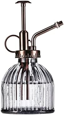Glass Plant Mister, 6.5" Green Glass Water Spray Bottle with Gold Top Pump, Small Plant Sprayer for Indoor Outdoor Houseplants by Aebor
